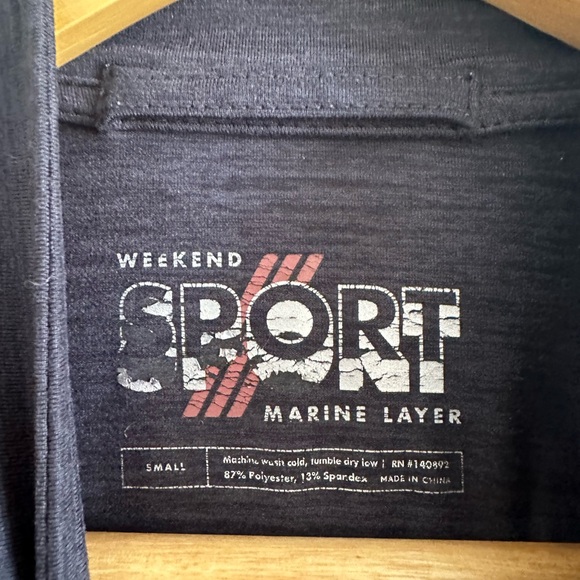 Marine Layer Weekend Sport Navy/Maroon Long Sleeve Quarter Zip Long Sleeve - Picture 5 of 5